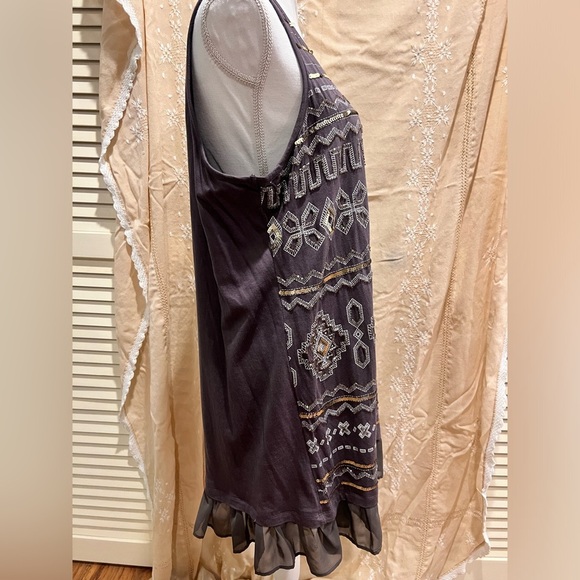 Logo Lavish By Lori Goldstein Greyish Purple Sequin Peplum Tunic - Picture 3 of 5